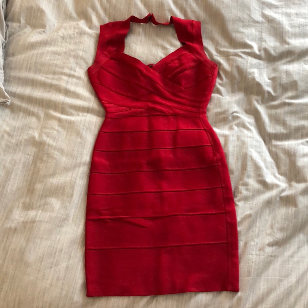 Herve Leger Red Bandage Dress